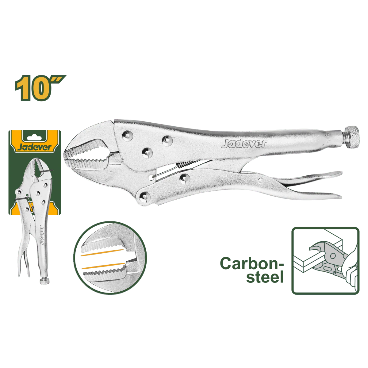 Pinza Autobloccante Jadever 10” Apertura 0–43 mm in Acciaio al Carbonio - Image 2