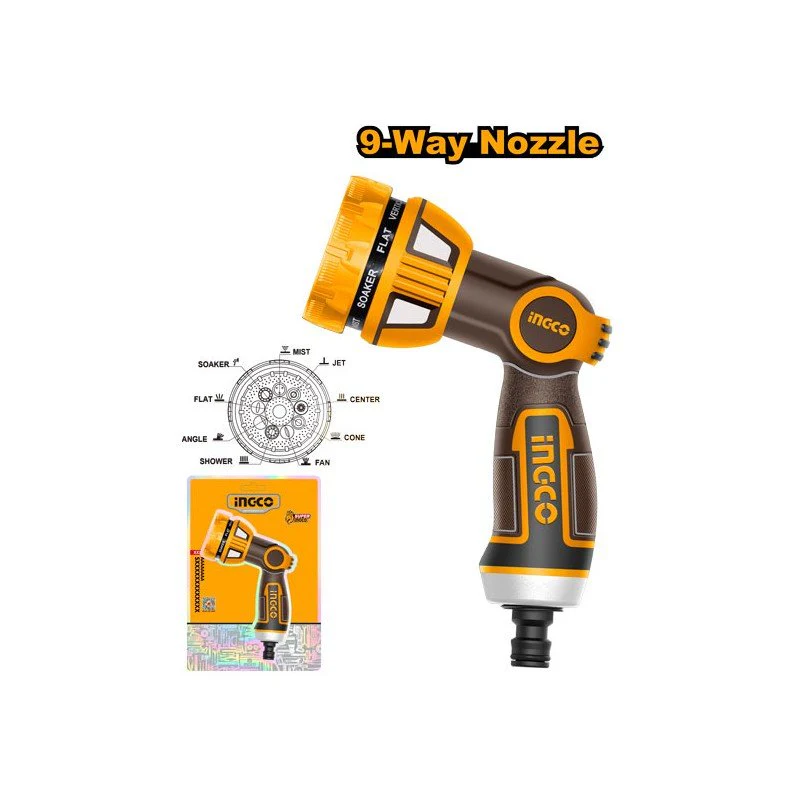 PISTOLA PER IRRIGAZIONE 9 GETTI CON ADATTATORE 3/4"
