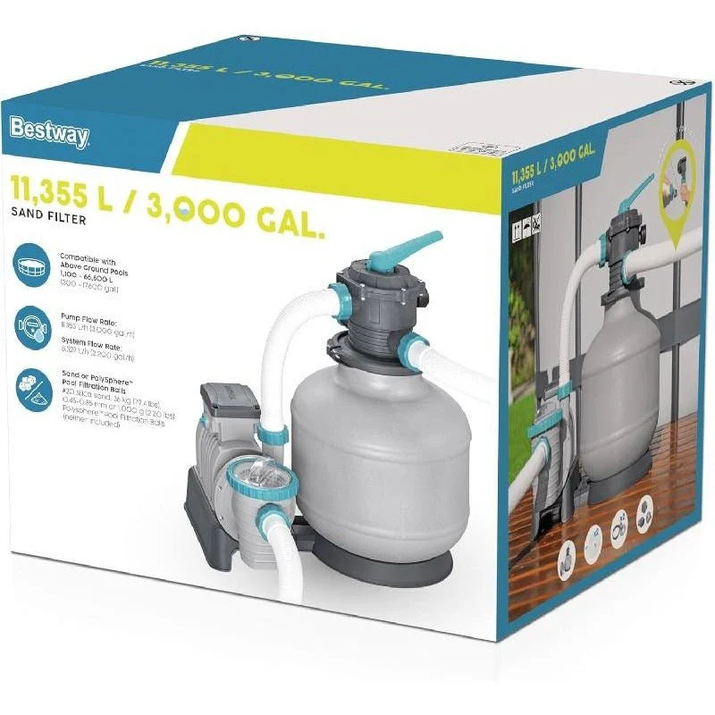 Pompa Filtro a Sabbia 11.355 L/h Bestway – Acqua Cristallina per Piscine Fino a 66.600L - Image 5