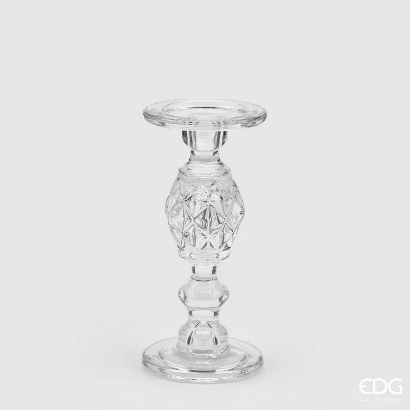 Portacandela gemma altezza 24,5cm Diametro 12mm Trasparente |EDG