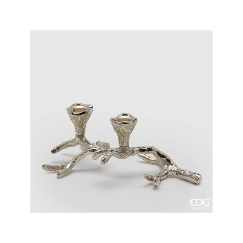 Portacandela ramo x2 h11x27x17 silver