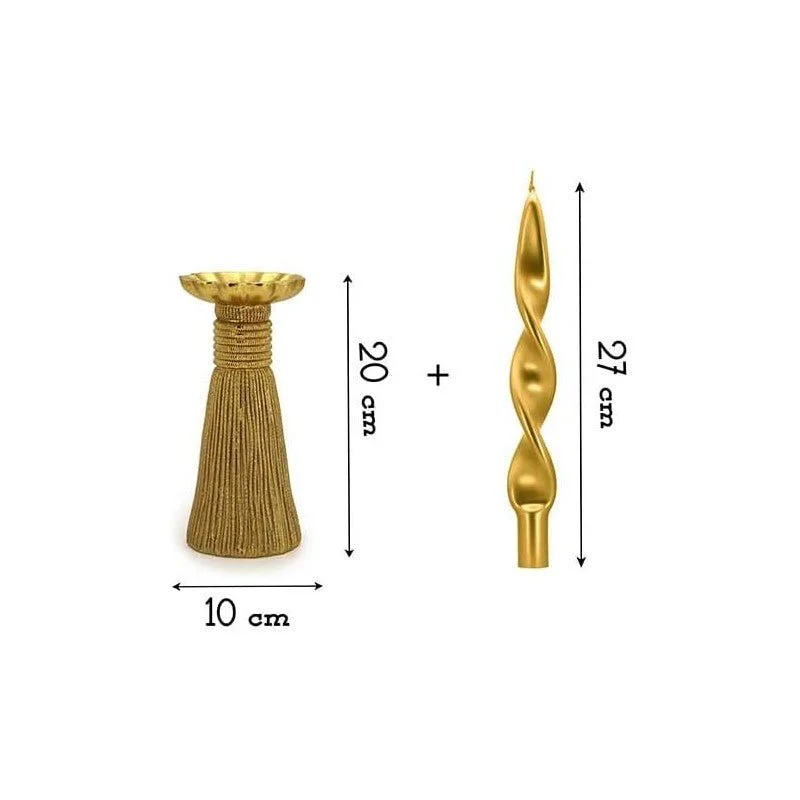Portacandela Tassel Poly Oro 20cm - Image 3
