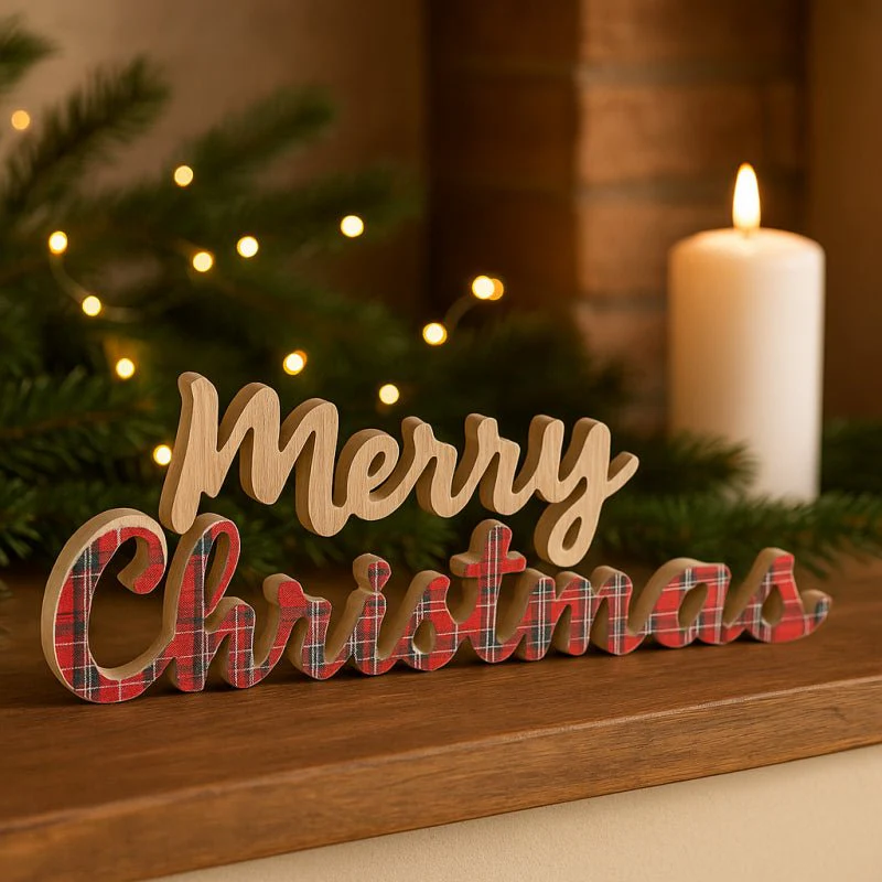 Scritta Christmas Tartan Legno  |Mercury - Image 2