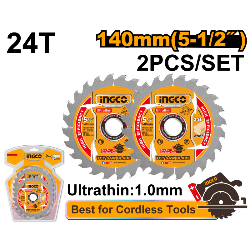 Set 2 Lame Tct Ultrasottili 140mm