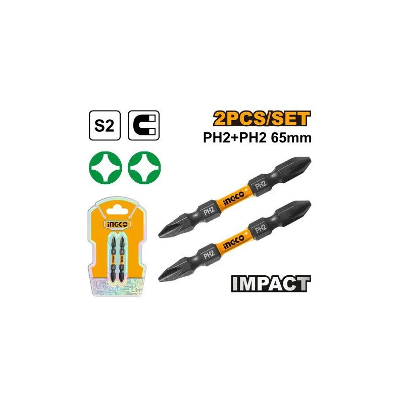 SET 2PZ CACCIAVITI BIT 65 MM MAGNETICO PH2+PH2