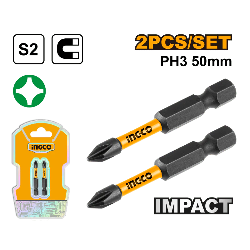SET 2PZ PUNTE BIT 50MM AD IMPATTO CON MAGNETE