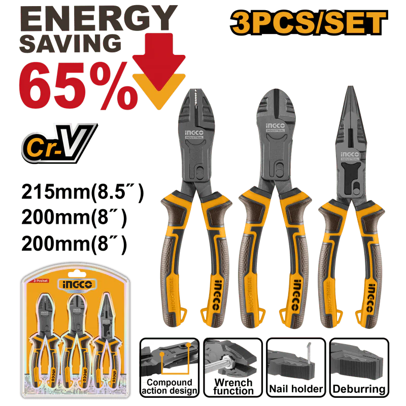 Set 3 Pinze Combinate 200-215 Mm