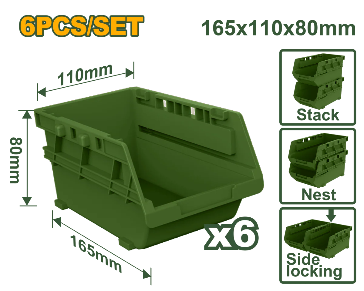 Set 6 Cassette Porta Minuteria Jadever Impilabili in Plastica PP