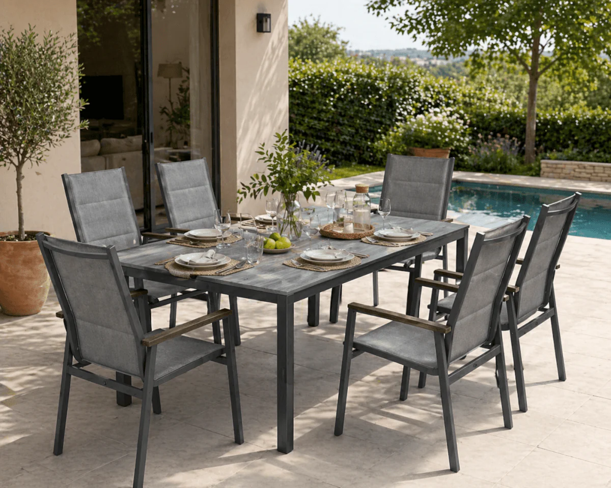 Set da Giardino con tavolo e 6 sedie antracite Asterix | Xone - Image 2