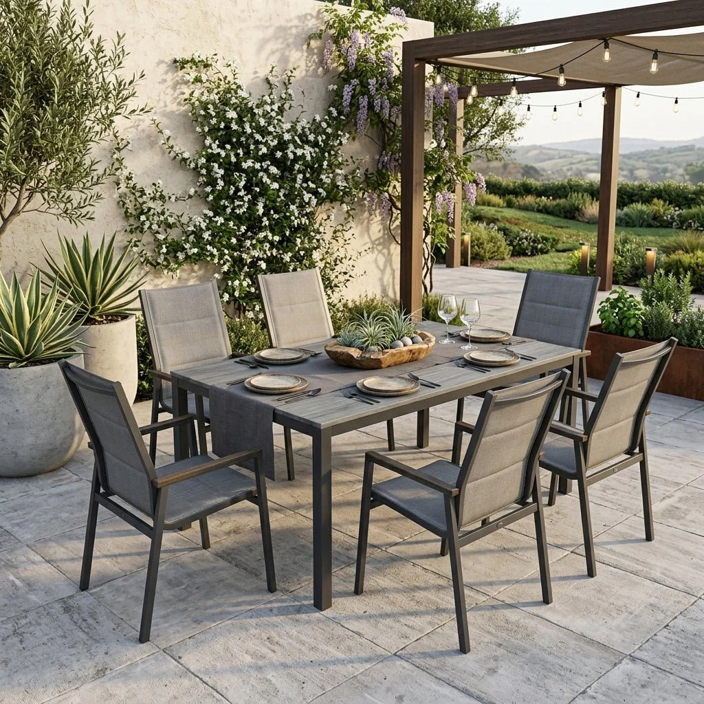Set da Giardino con tavolo e 6 sedie antracite Asterix | Xone - Image 3
