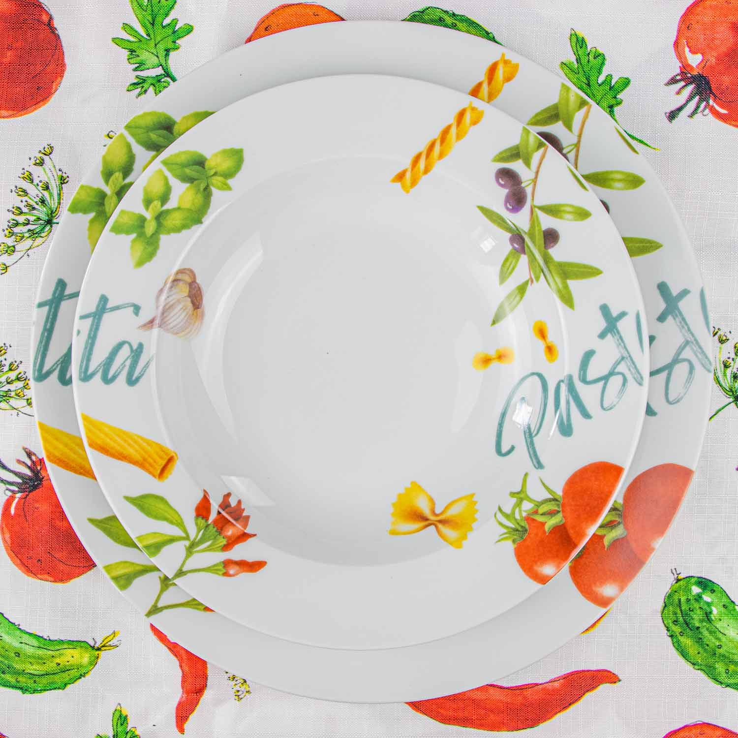 Set completo 12 Piatti + Tovaglia Linea Olimpia Pasta Multicolor - Image 3