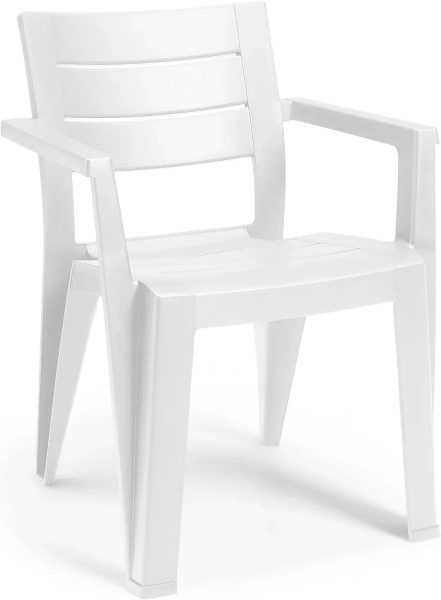 Set da giardino bianco con tavolo effetto legno Porto + 4 sedie Julie | KETER - Image 4