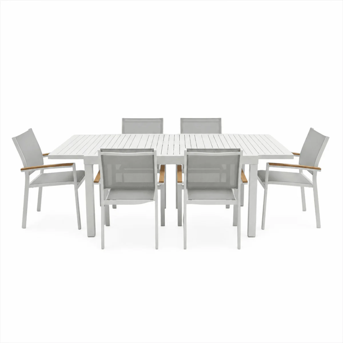 Set da giardino con tavolo allungabile bianco Zeus e 6 sedie Era | Xone