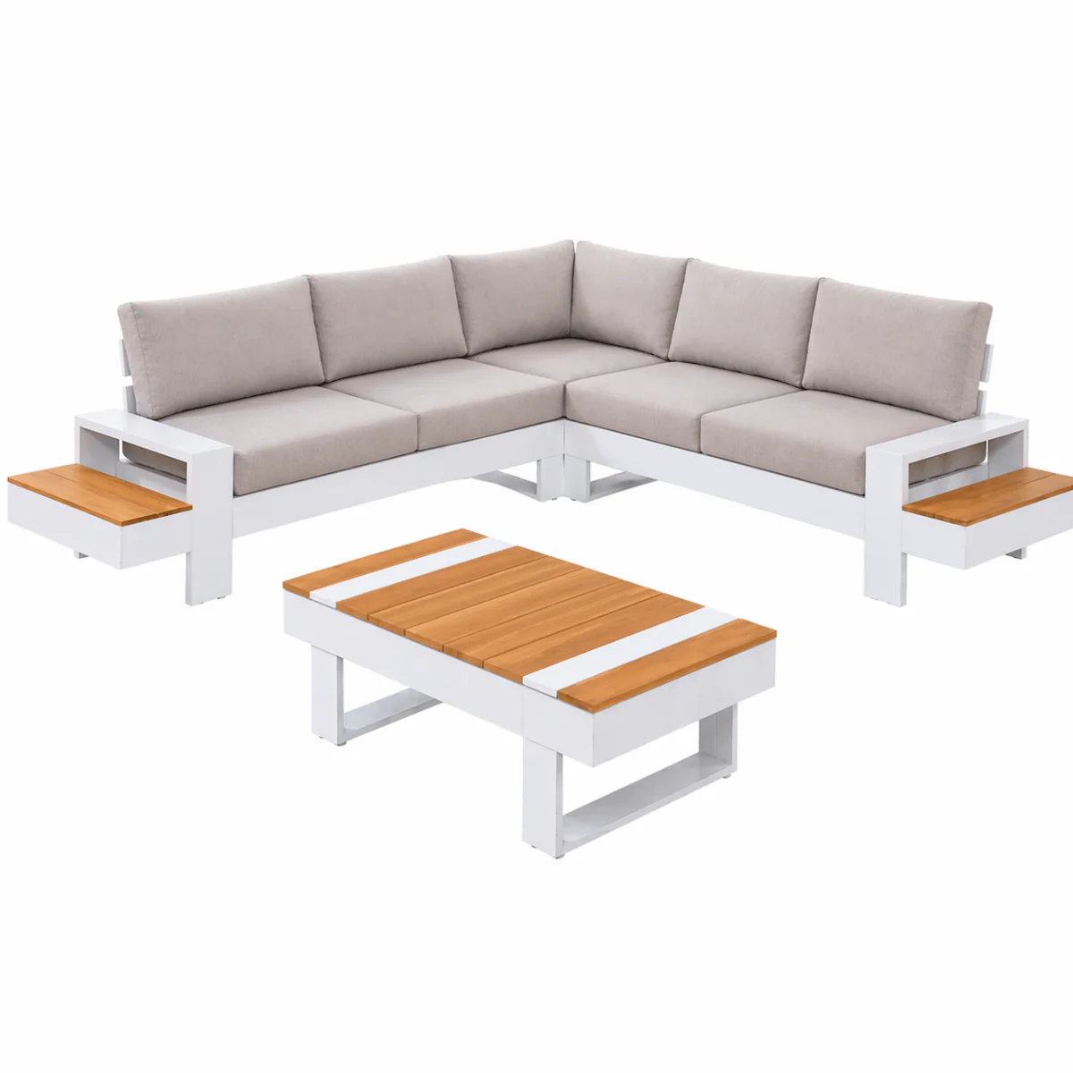 Set da giardino Malibù angolare alluminio e teak Xone