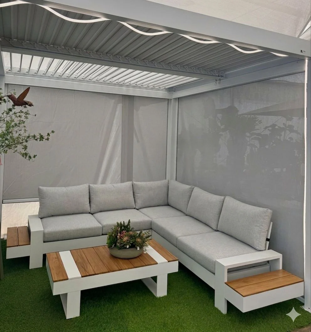 Set da giardino Malibù angolare alluminio e teak Xone - Image 4