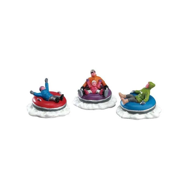 Set famiglia sulla neve con gonfiabili - Lemax