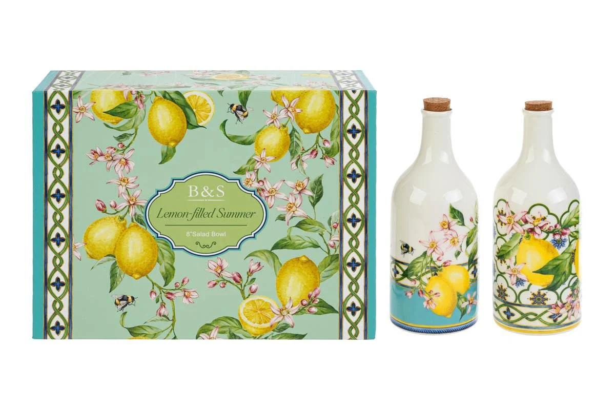 Set olio e aceto in porcellana limoni 7,5X20CM