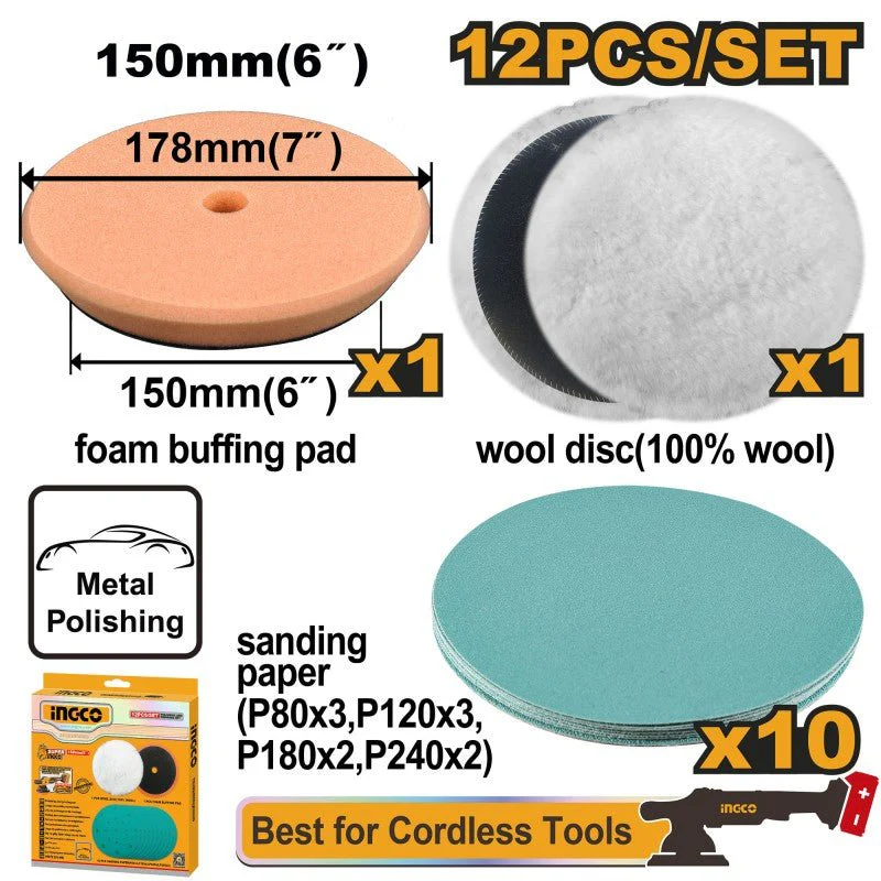 Set Platorello e Disco + 10 Fogli Abrasivi Ø150 mm per APLI2015