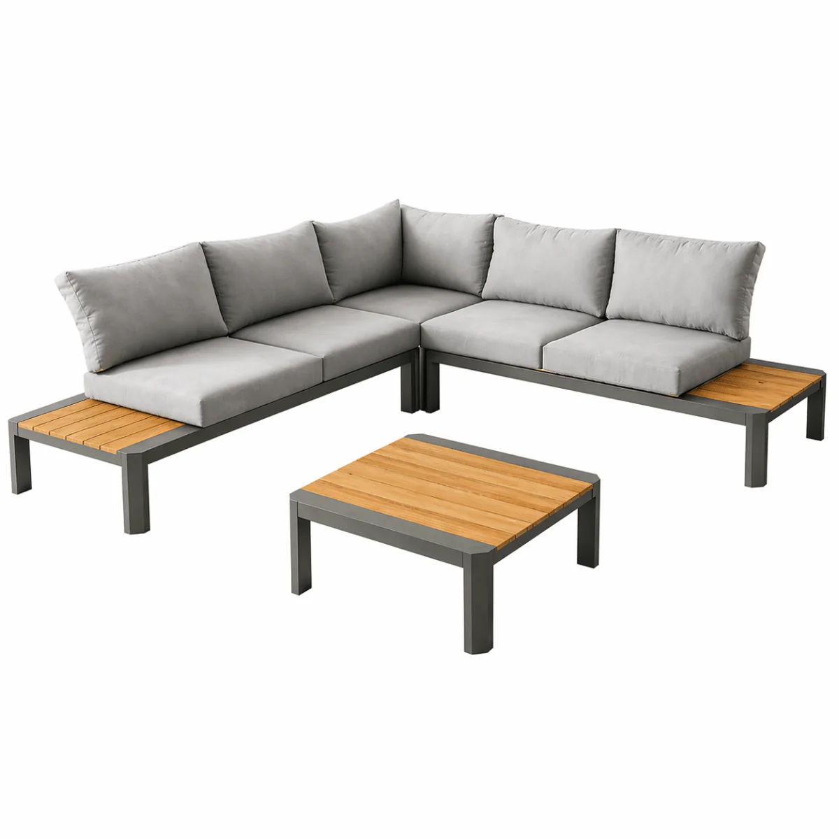 Set Angolare da giardino Sydney in Alluminio e Teak Antracite Xone