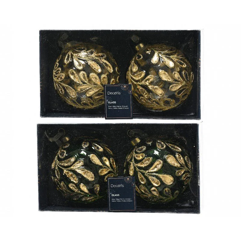 Sfera Vetro con Foglie Oro D10 cm Assortito - Image 2