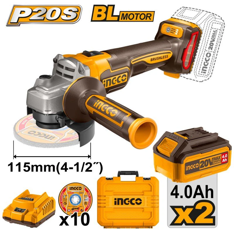 Smerigliatrice angolare 20V D.115 con accessori