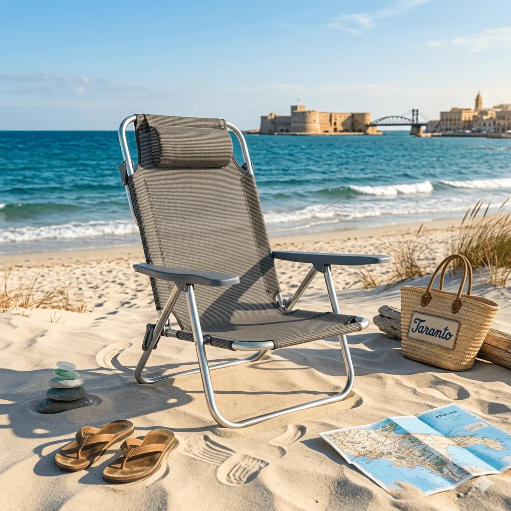 Coppia di spiaggine da mare pieghevoli PRO in alluminio antracite con poggiatesta | Xone - Image 2