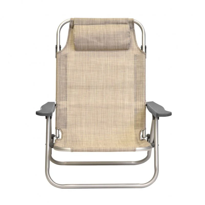 Coppia di spiaggine da mare pieghevoli PRO in alluminio beige con poggiatesta | Xone - Image 3