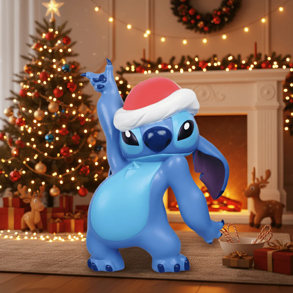 Statuetta Stitch Con Cappello da Babbo Natale - Image 2