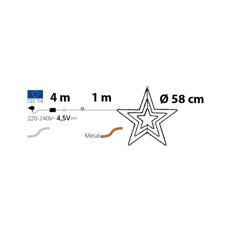 Stella luminosa tripla 2d microled Ø58 cm | Lotti - Image 3