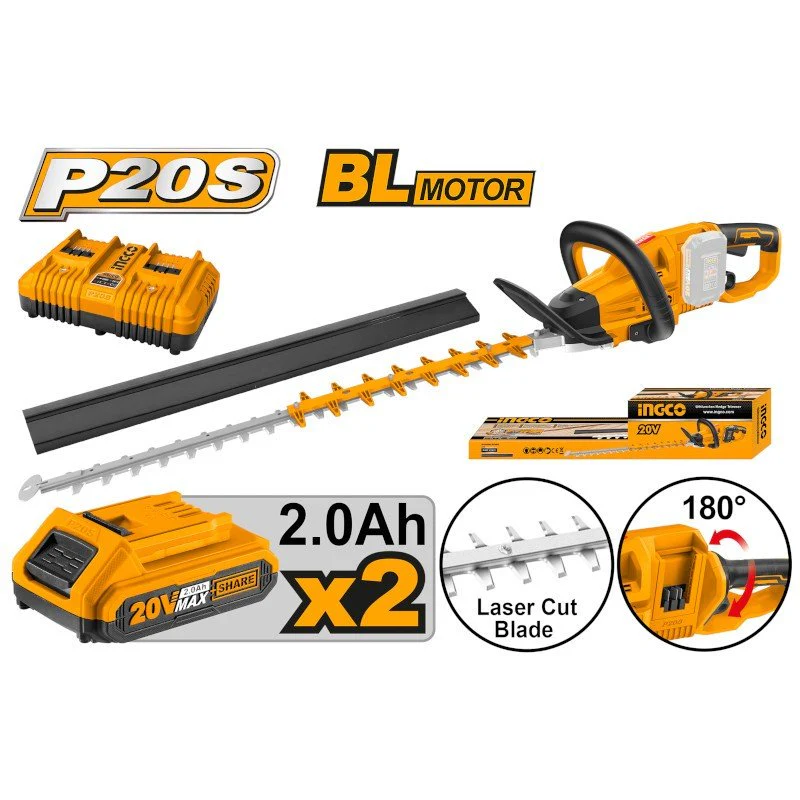 Tagliasiepi con 2 Batterie Pro INGCO