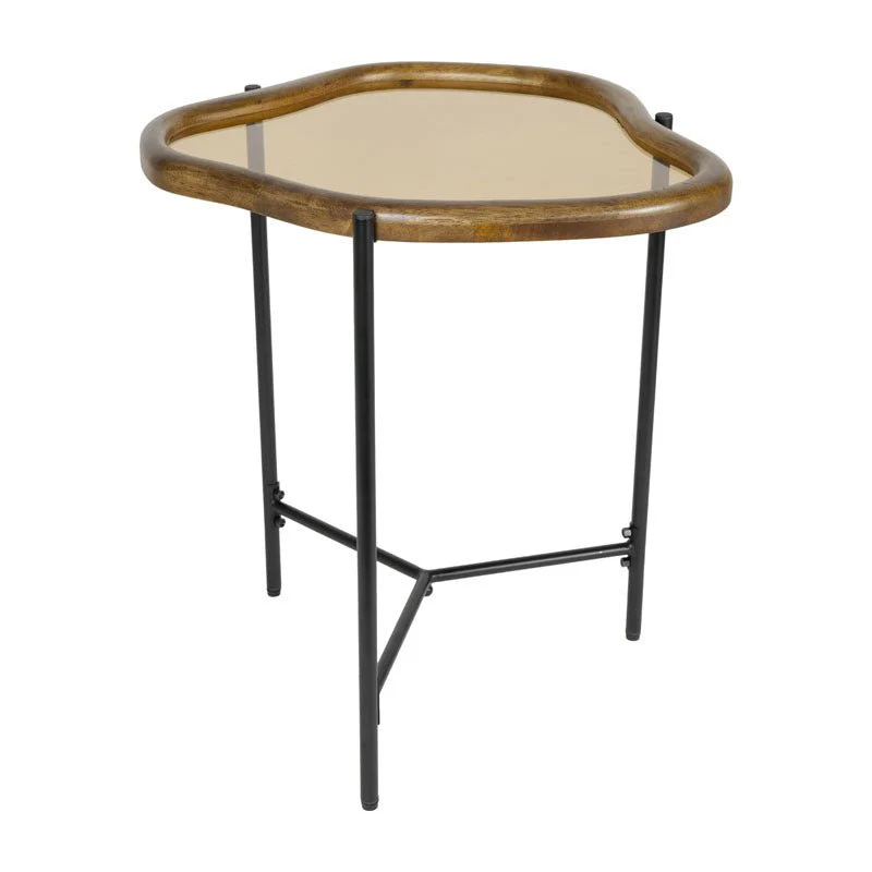 Tavolinetto in vetro con bordi in legno - Image 3