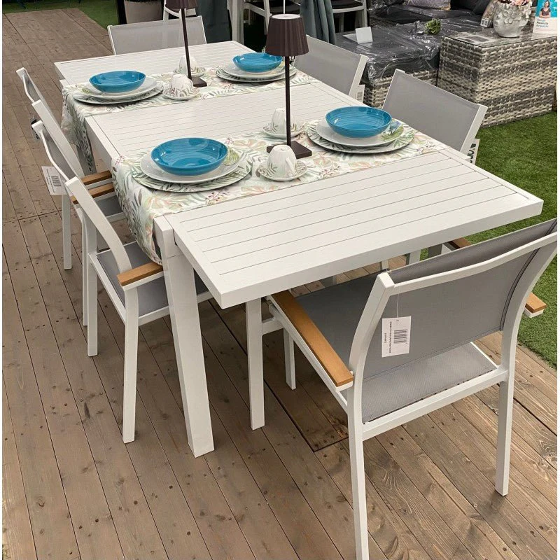Tavolo da giardino bianco allungabile in alluminio Zeus Xone - Image 10