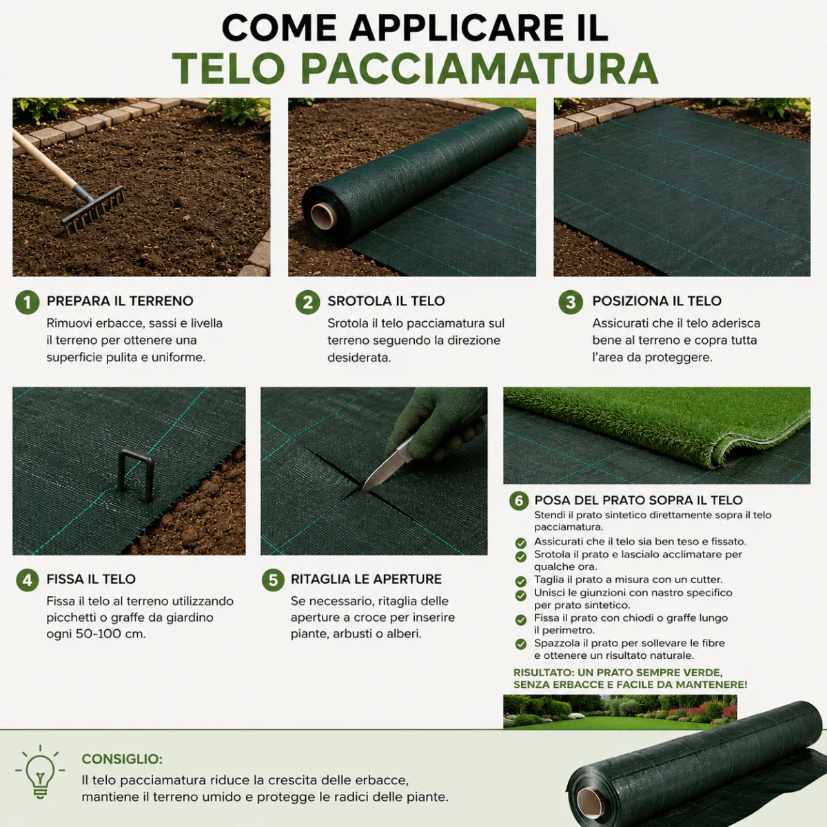 Telo Pacciamatura Verde Professionale 100m - Image 3