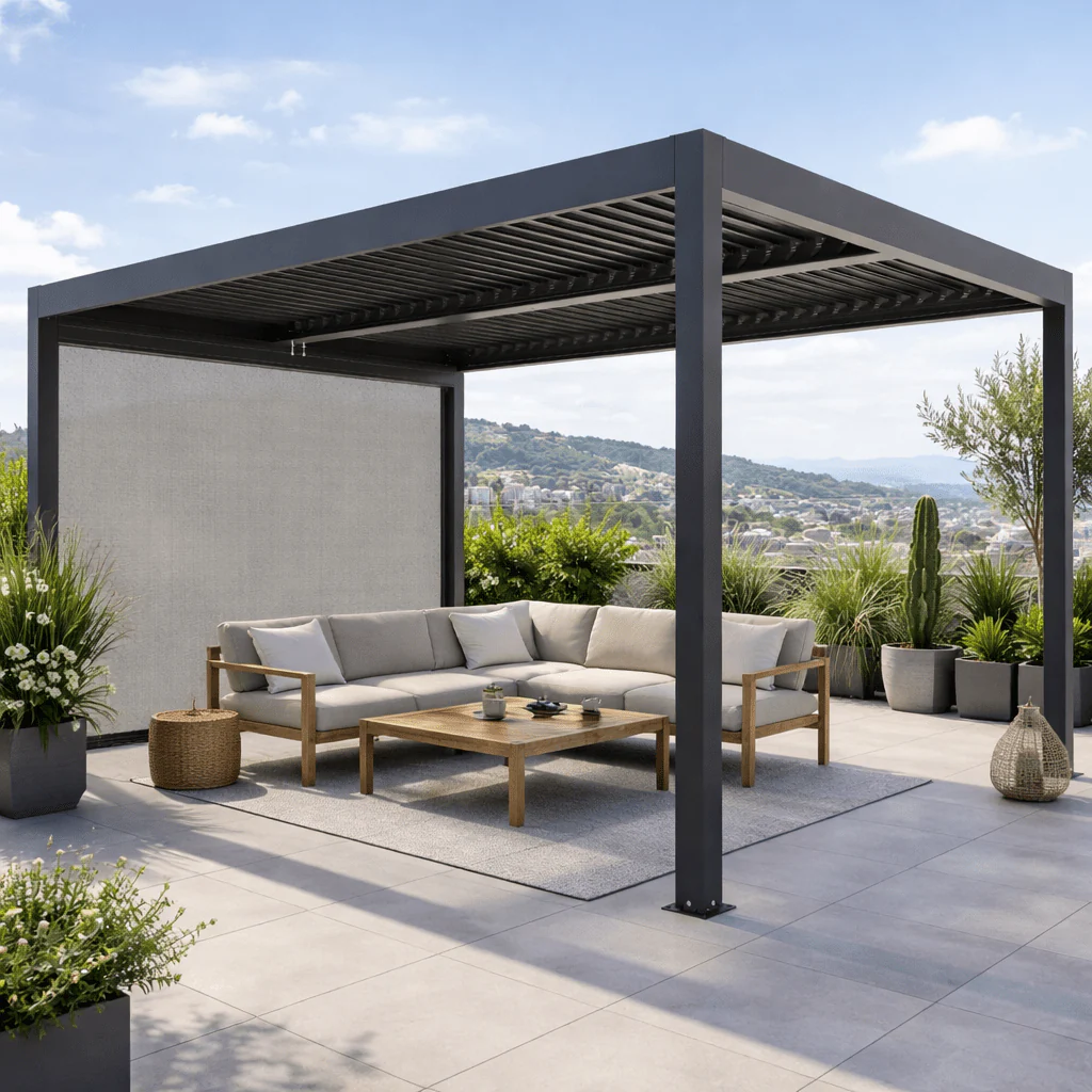 Tenda laterale antracite per pergola bioclimatica Gaia Xone - Image 4
