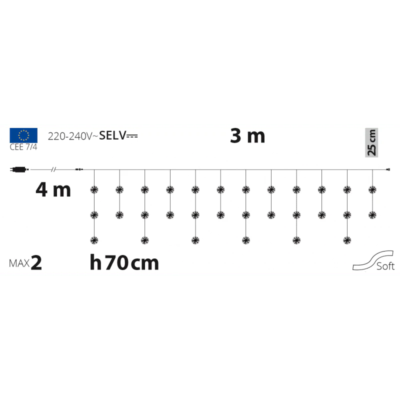 Tenda luminosa 300 LED interno/esterno 70 cm Lotti - Image 8