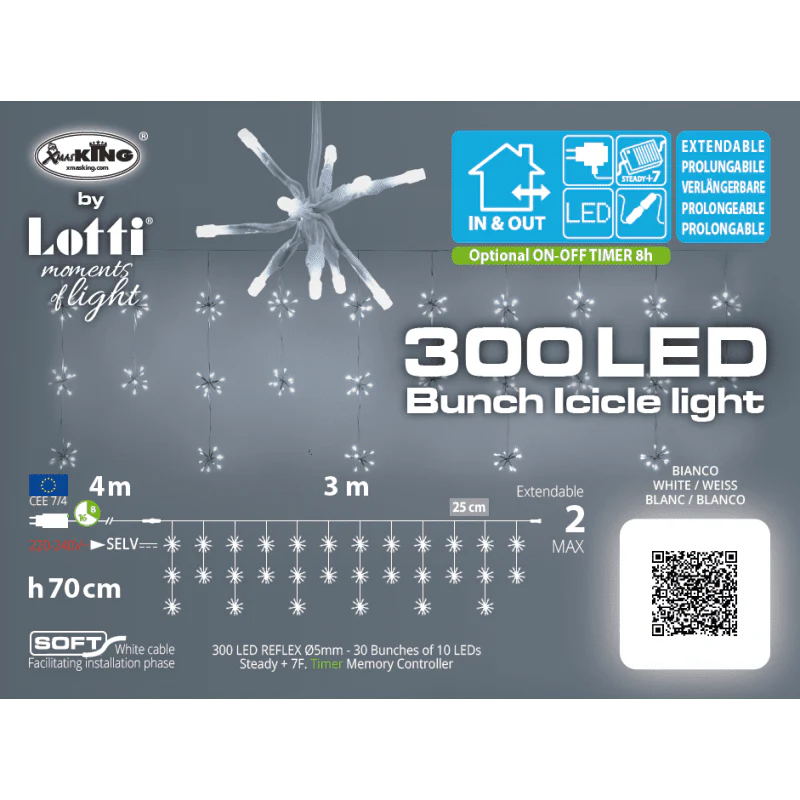 Tenda luminosa 300 LED interno/esterno 70 cm Lotti - Image 9
