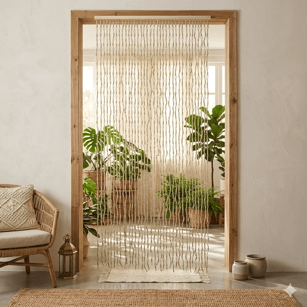 Tenda Maya Antimosche in Mais 120x240 cm con Supporto in Legno - Image 2