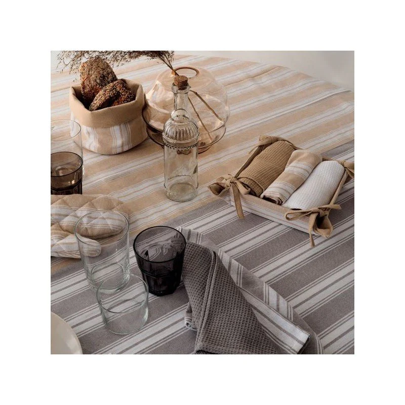 Tovaglia a Righe Beige Cm140x240 Beige | Tognana - Image 2
