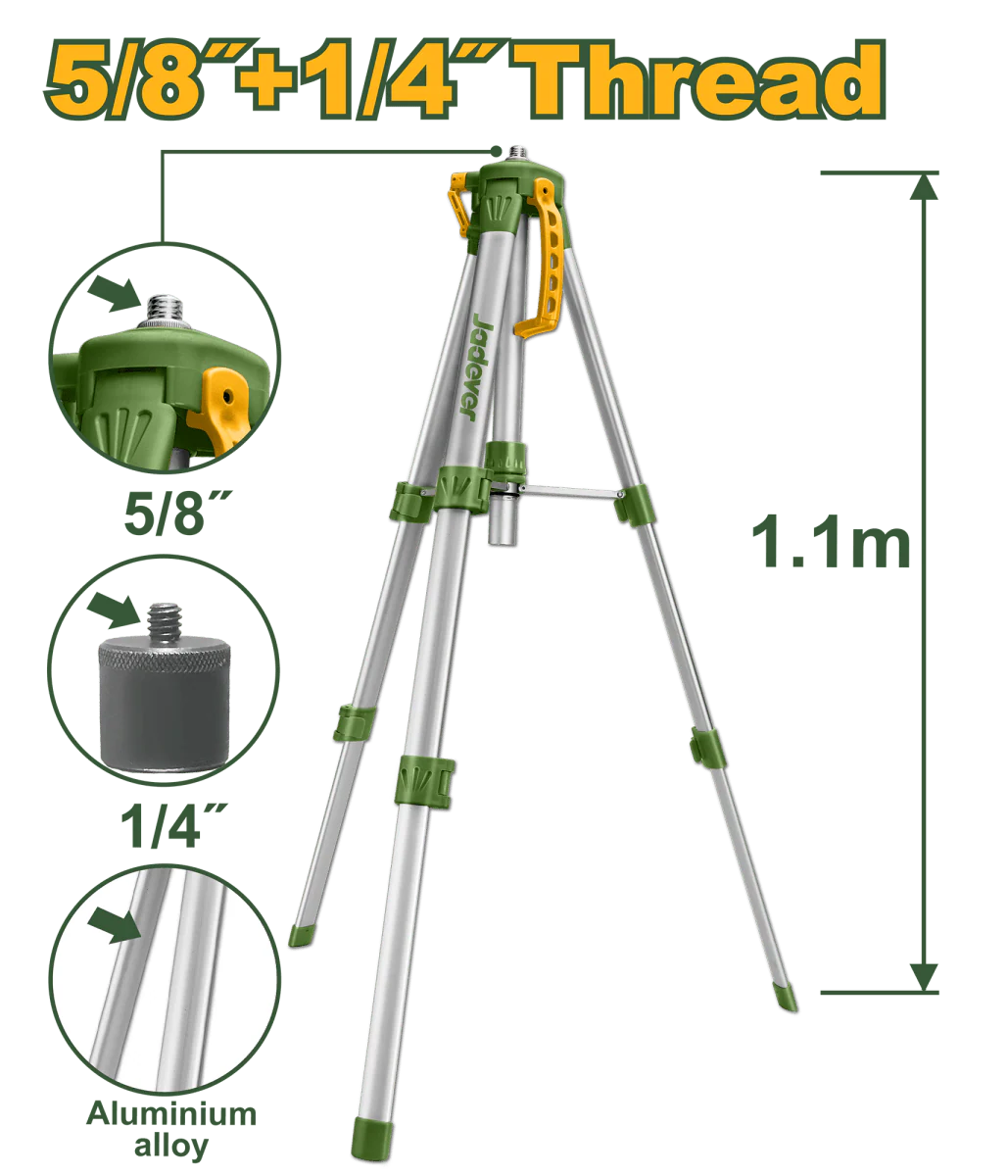 Treppiede in Alluminio per Livelle Laser Jadever 1,1 m con Attacco 5/8” e 1/4”