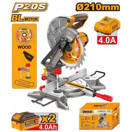 Troncatrice a Batteria 20V Disco 210 mm con 2 Batterie e Caricabatterie | INGCO