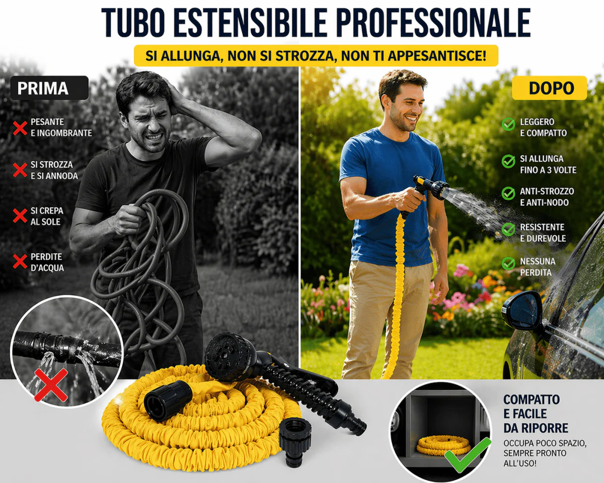 Tubo Estensibile da Giardino con Accessori – Leggero, Resistente e Senza Nodi - Image 2
