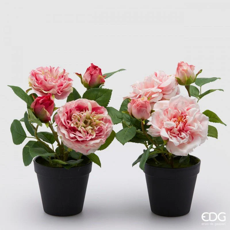 Vasetto con fiori artificiali Rose E Peonie 28 cm EDG
