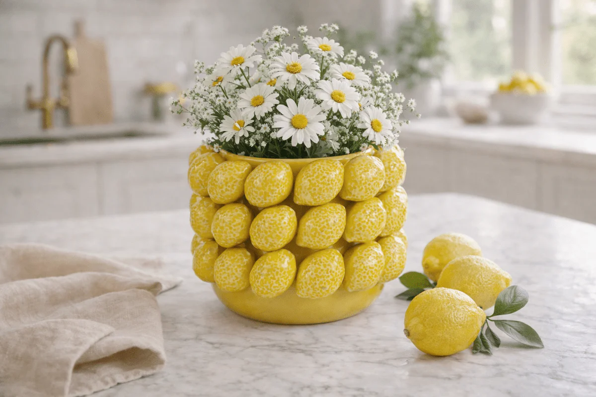 Vaso in ceramica con limoni in rilievo - Image 2