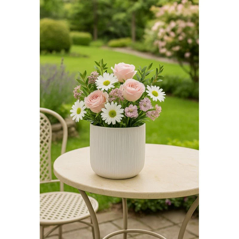 Vaso ceramica rigato bianco| EDG - Image 2