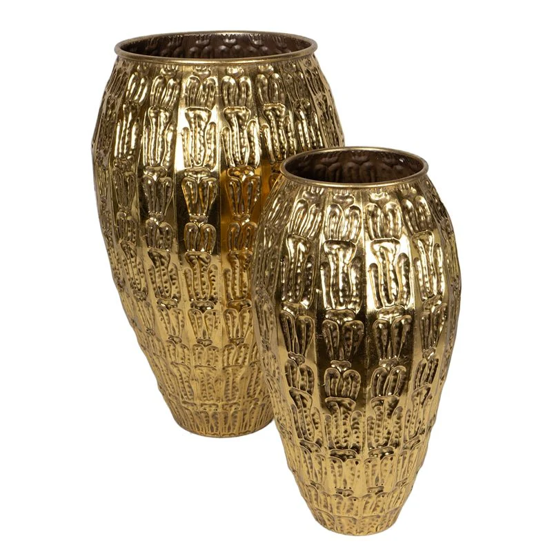 Vaso Decorativo Oro in Metallo – Design Martellato Elegante