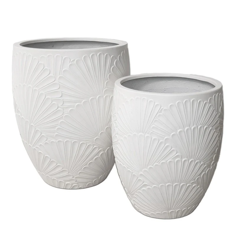Vaso Tall Fan Avorio in vetroresina