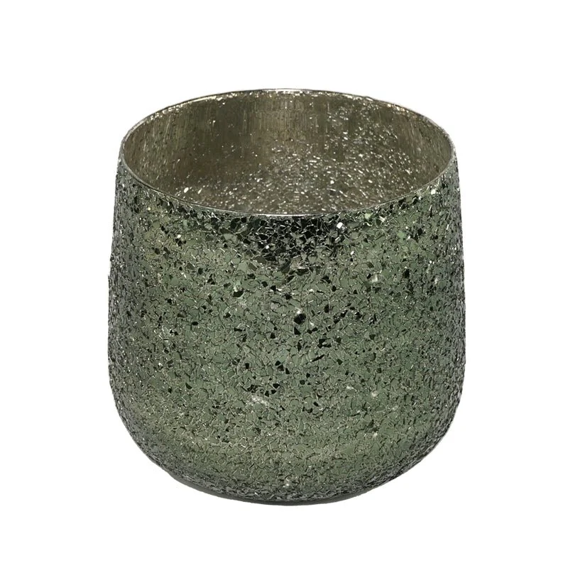 Vaso Verde in Vetro Decorativo – Diametro 19 cm