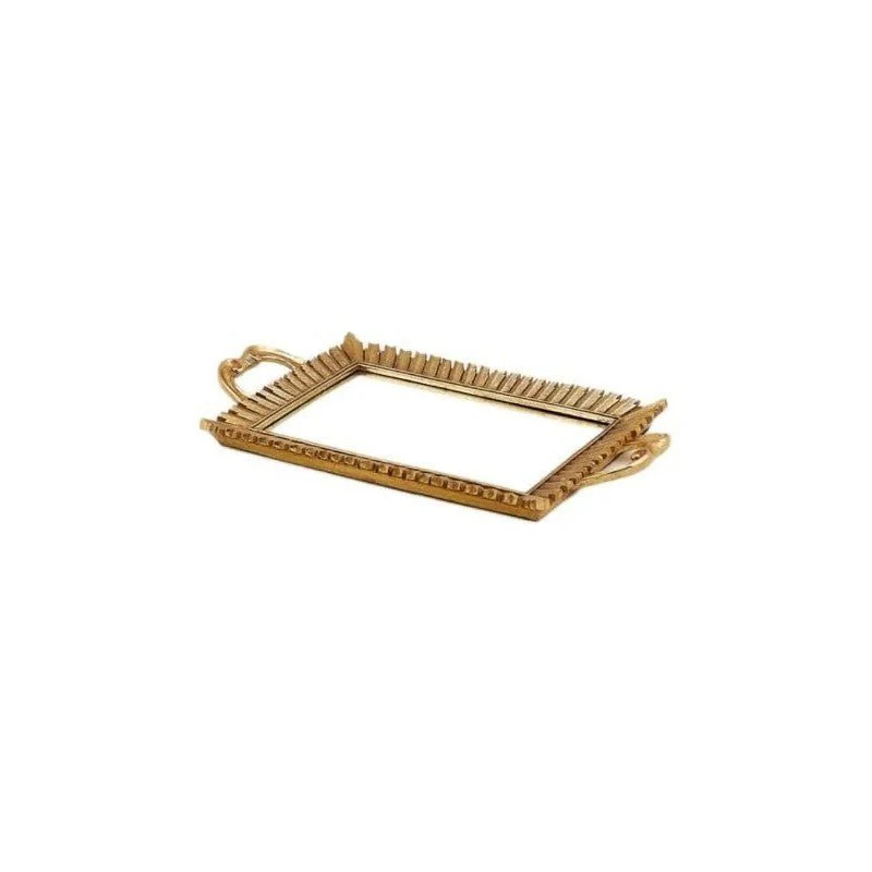 Vassoio specchio rettangolare oro EDG
