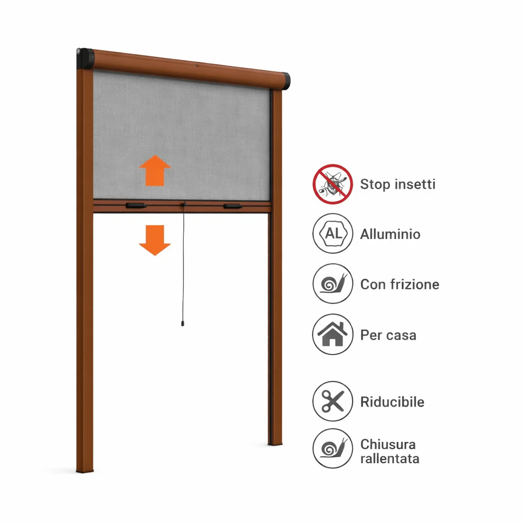 Zanzariera a Rullo Marrone per Finestra – Stop a Zanzare e Insetti in Casa - Image 3